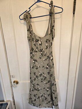 Green floral reformation dress.